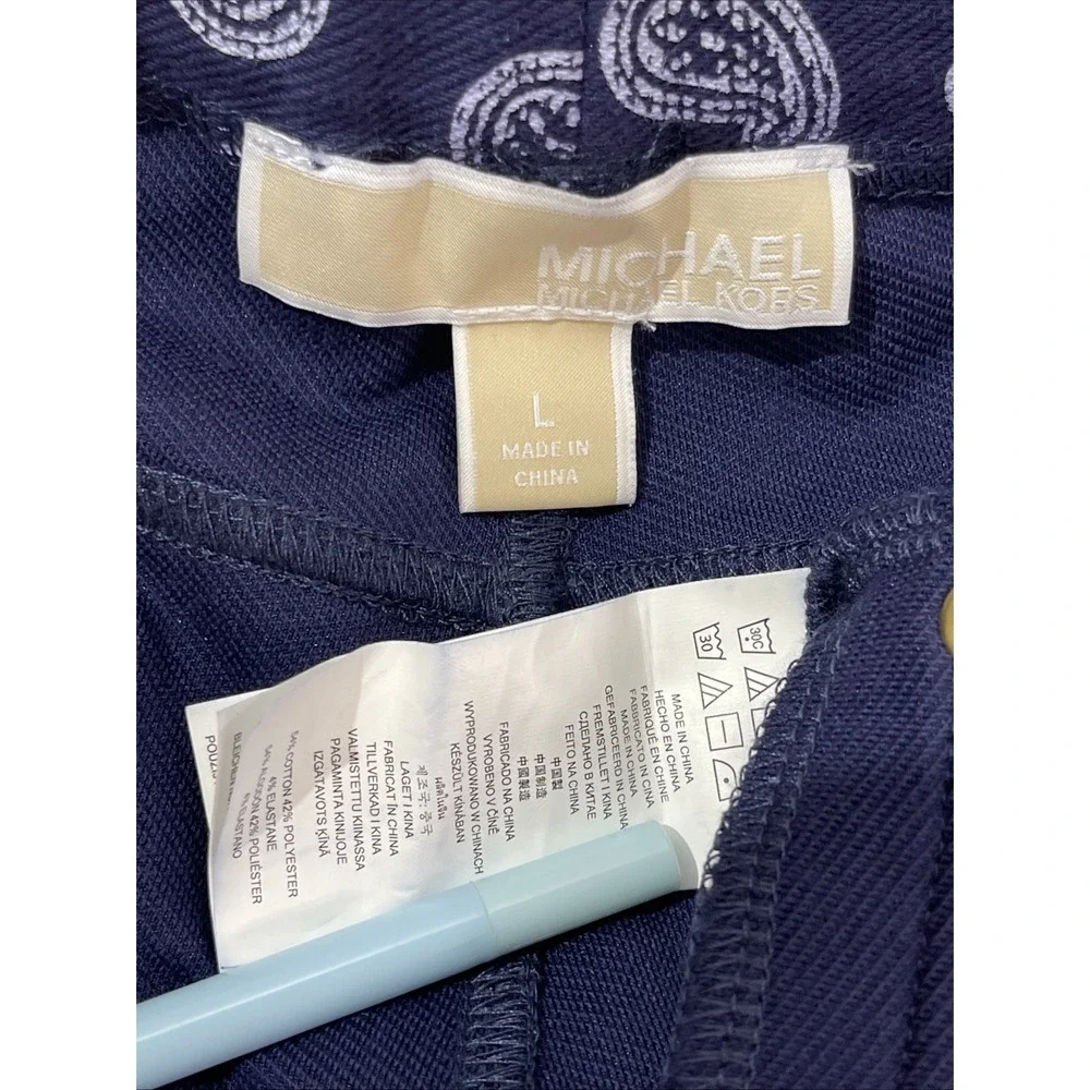 Michael Kors Women's Blue Pull-On Dress Pants, Size L, Straight Leg‎